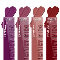 PERPAA Set Of 4 Velvet Kiss Waterproof Matte Liquid Lipstick -3.5 ml Each -Shades -3-4-5-9-15