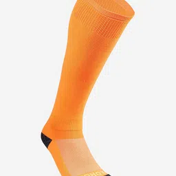 KOROK By Decathlon Unisex Fluo Orange Elastane With Ribbed Knit Calf Length Hockey Socks-28