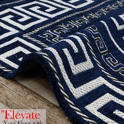 VAS COLLECTIONS Navy Blue Abstract No Shredding Polyester Carpet image 2