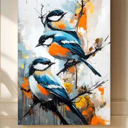 Myntra Elegant Homes White & Blue Birds Printed Canvas Wall Art-image-40