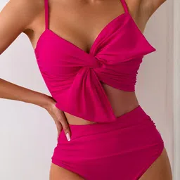 Plus Curvves Shoulder Straps Swim Bikini Set-image-86