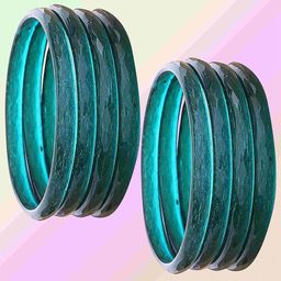 ZULKA Set Of 8 Diamond Engraved Textured Glass Bangles-image-64