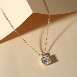 Cierra 18KT Gold-Plated Zircon Studded Square Shaped Pendant With Chain-image-27