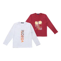 NeuVin Kids Pack Of 2 Typography Printed Round Neck T-shirts-picture-30