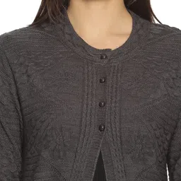CLAPTON Floral Self Design Front-Open Sweater image 2