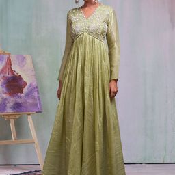 CHHAAP Embroidered With Pearl Embellishment Flared Ethnic Dress-image-47
