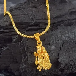 ADMIER Unisex Gold-Plated Lord Radha Krishna God Pendant with Chain-27