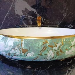 GOLD SLATE GOLD WASH BASIN (SUPER QUALITY) (L61 x W43 x H14 cm) 3903LOFINA Table Top Basin-image-70