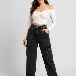 NU CLOTHS Women Baggy High-Rise Light Fade Stretchable Jeans-picture-49