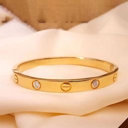 STYOLLO 18K Gold-Plated Artificial Stones Studded Bangle-Style Bracelet-image-92