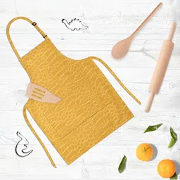 ArtzFolio Yellow & White Printed Cotton Apron-22