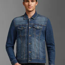 Louis Philippe Jeans Men Washed Reversible Open Front Jacket-6
