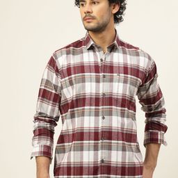 JADEBERRY Men Classic Slim Fit Tartan Checks Opaque Checked Casual Shirt-image-36