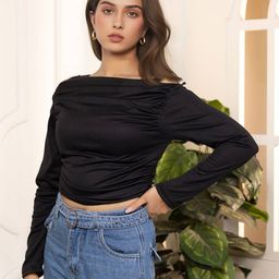 Istyle Can Women Off-Shoulder Crepe Fitted Crop Top-picture-12