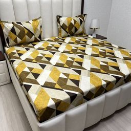 Pure Decor Velar Sib Brown Printed Pure Cotton 380 TC King Bedsheet Set 2.74 m x 2.74 m-image-82