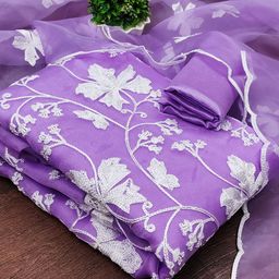SHADOW & SAINING Embroidered Thread Work Organza Unstitched Dress Material-picture-41