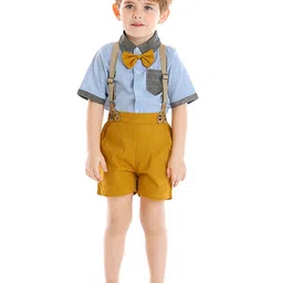 JC SPARKLE Boys Short Sleeves Shirt With Shorts & Suspenders-picture-46