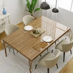 LooMantha Transparent Plastic 6-Seater Table Cover-24
