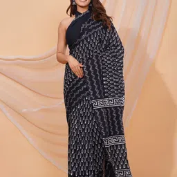 Shivanya Handicrafts Floral Pure Cotton Block Print Saree-image-94