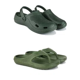 DRACKFOOT Men Set Of 2 Stylish Clogs & Thong Flip-Flops-38
