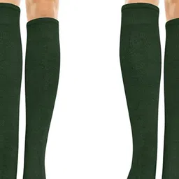 MUKHAKSH 2 Pairs Girl's Green Knee Length Socks-image-98