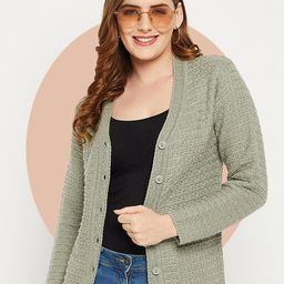 Zigo Women Woollen Long Sleeves Crop Cardigan-image-62