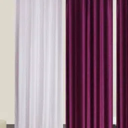 BELLA TRUE Burgundy & White 4 Pieces Ripple Fold Black Out Long Door Curtains-image-17
