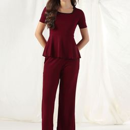Selvia Round Neck Top With Trousers Co-Ords-image-79