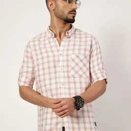 Thomas Scott Men Premium Slim Fit Opaque Checked Casual Shirt-image-97