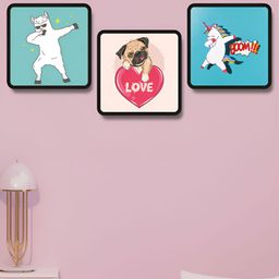Livin'luxe Blue & Red Set of 3 Piece Wood Cartoon Characters Wall Paintings-picture-43