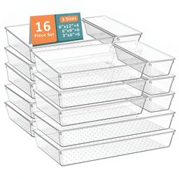 Aura Transparent Set of 6 Regular Drawer Organiser Organisers-40