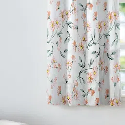 ANA White & Orange Floral Room Darkening Window Curtain-20