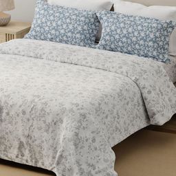 Layers Grey Floral 120 TC Queen Bedsheet with 2 Pillow Covers-2.54m x 2.24m-image-74