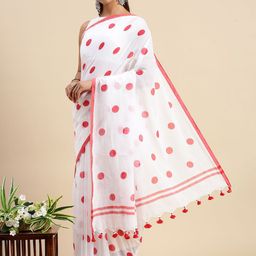 DESH BIDESH Polka Dot Pure Cotton Taant Saree-image-90