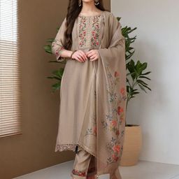 szn Women Floral Embroidered Kurta with Trousers & Dupatta-picture-6