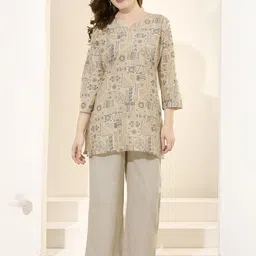NIGHT FLOSS Printed Pure Cotton Tunic With Palazzo Co-Ords-49