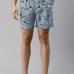 CHROME & CORAL Men Typography Printed Regular Fit Mid-Rise Shorts-image-82