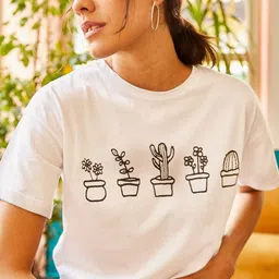 Olalook Women Graphic Printed Round Neck Cotton T-shirt-image-25