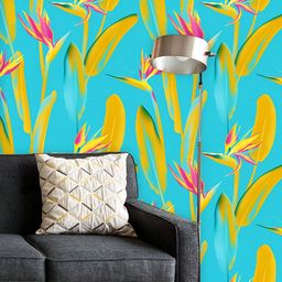 ArtzFolio Printed UV-Resistant Anti-Bacterial Pink Cyan Tropical Flower Peel & Stick Wallpaper-image-62