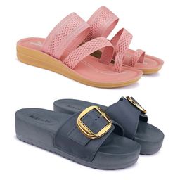 BERSACHE Women Printed Open Toe Flats Set of 2-picture-12