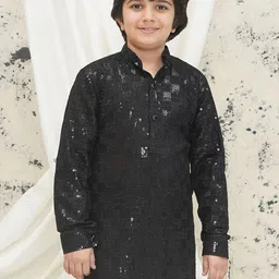Aj DEZInES Boys Geometric Embroidered Long Sleeves Sequinned Kurta-24