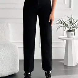 Metronaut Women Mid Rise Straight Fit No Fade Clean Look Comfort Stretchable Jeans-image-35