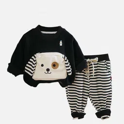 Little Surprise Box LLP Kids Doggy Eye Patch & Striped Sweatshirt & Trouser Clothing Set-image-67