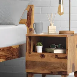 Sleepyhead Ally Brown Wooden Rectangular Bedside Table-10