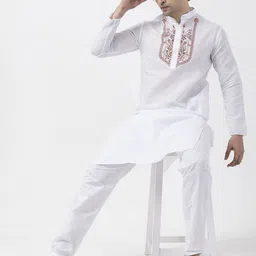 DEVOILER Men Ethnic Motifs Printed Regular Kurta with Pyjamas image 5