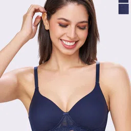 bodyline Pack Of 2 Self Design Medium Coverage Lightly Padded Seamless Cotton Everyday Bra-picture-35