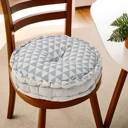 Myntra Elegant Homes Grey Triangle Printed Cotton Round Sitting Chair Cushion Pad-picture-17