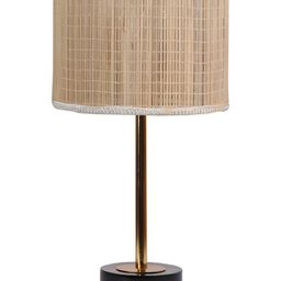 Aura Beige & Black Textured Metal Cylindrical Shaped Table Lamp-11