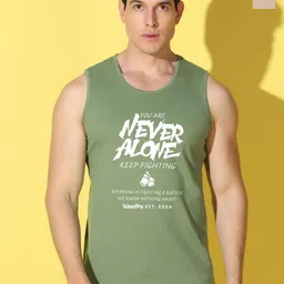 WOOSTRO Pack Of 2 Printed Super Combed Cotton Gym VestsVWS26(ALONE LGTGREEN)(MORE RUST)-image-15