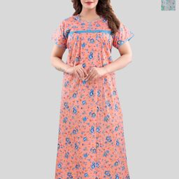 Fabme Women Pack of 2 Floral Printed Pure Cotton Maxi Nightdress-image-71